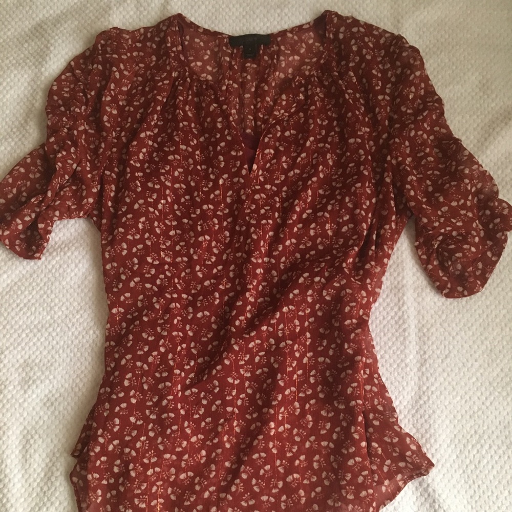 J Crew burgundy-wined blouse; lined; S